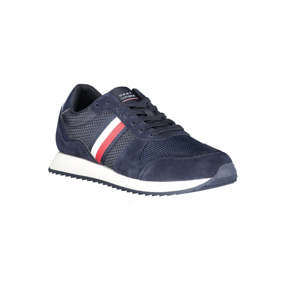 Tommy Hilfiger Blue Polyester Men Sneaker with logo and iconic design.