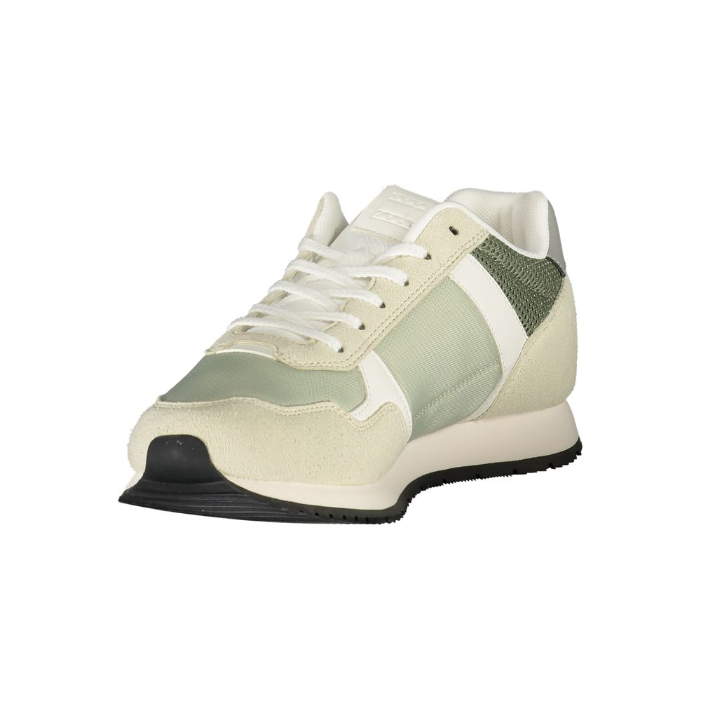 Tommy Hilfiger Green Polyester Men Sneaker stylish sports shoes with dynamic contrasting details and iconic logo, perfect for trendsetters.