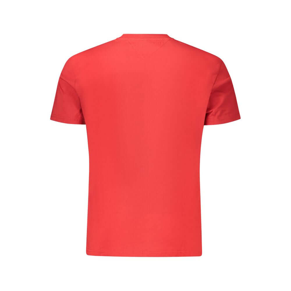 Back view of Tommy Hilfiger Red Cotton Men T-Shirt showing classic design