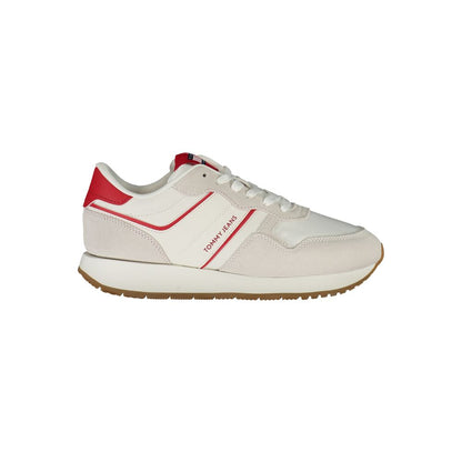 Tommy Hilfiger Red Leather Women Sneaker with contrasting details and iconic logo, combining sports luxe style with comfort and versatility.