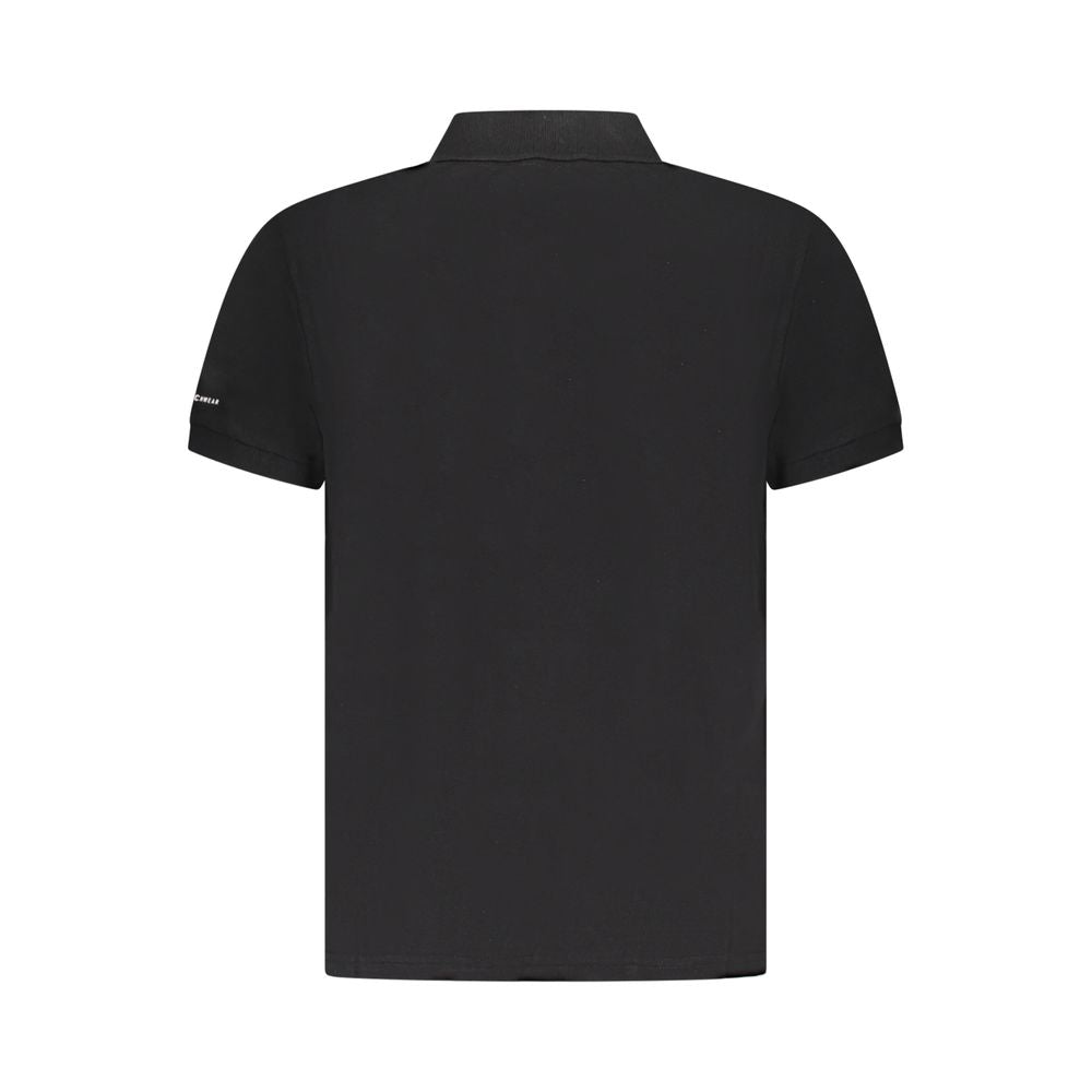 Back view of Trussardi Black Cotton Men Polo Shirt with short sleeves and classic collar.