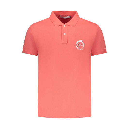 Trussardi Pink Cotton Men Polo Shirt with logo, short sleeves, and two-button placket.