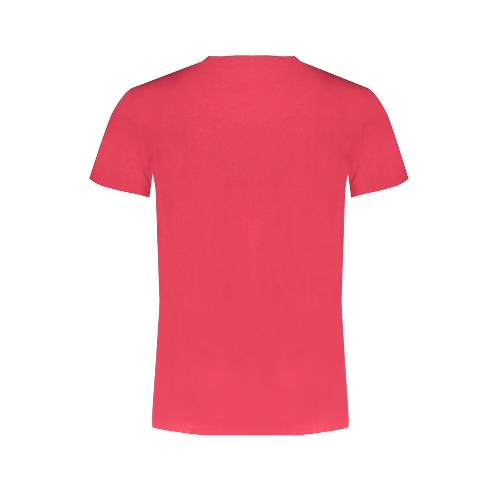 Back view of Trussardi Red Cotton T-Shirt, short sleeves, crew neck, features print and logo.