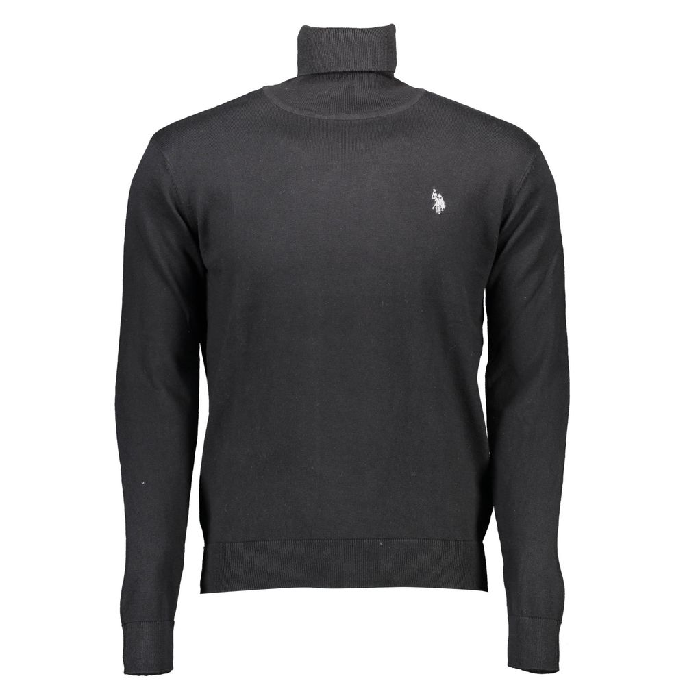 U.S. POLO ASSN. Black Cotton Sweater with high collar, long sleeves, and embroidered logo