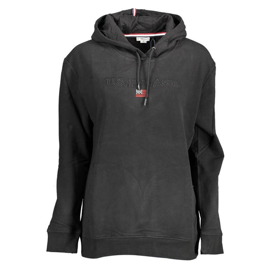 U.S. POLO ASSN. Black Cotton Women Sweater With Contrasting Details