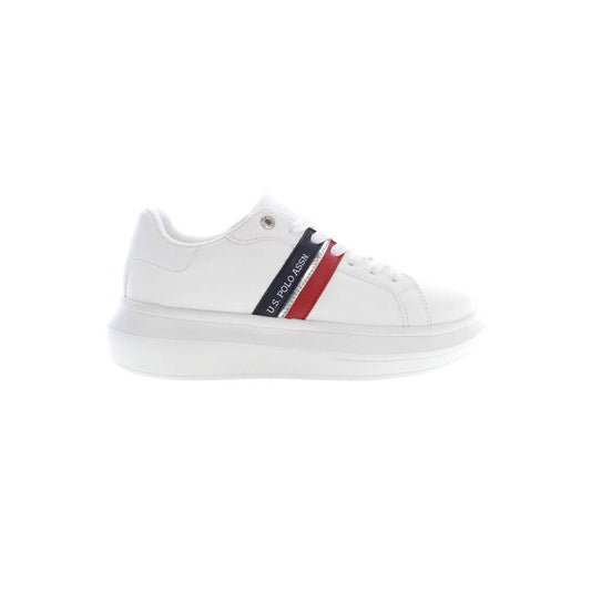 U.S. POLO ASSN. White Polyester Sneaker with laces, contrasting details, and logo on side view