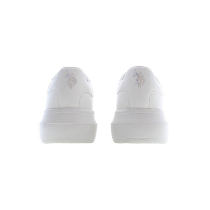 Back view of U.S. POLO ASSN. White Polyester Sneaker showing logo and heel design.