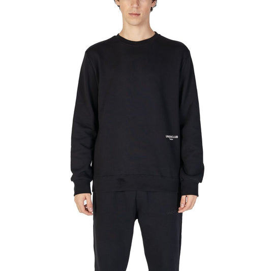 Underclub Black Cotton Sweatshirt worn by male model, showcasing crewneck design and comfortable fit, made from 100% cotton for everyday wear.