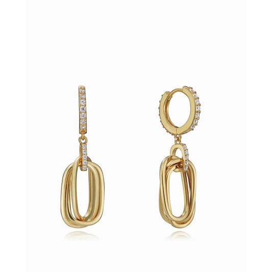 Elegant gold earrings with a looped design, perfect for any occasion.