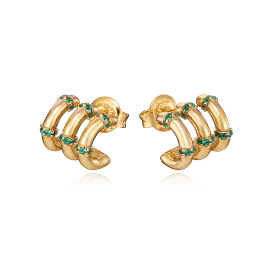 Gold earrings with green gemstone accents, elegant design, perfect for ladies. SKU: VICEROY JEWELS Mod. 13131E100-32.