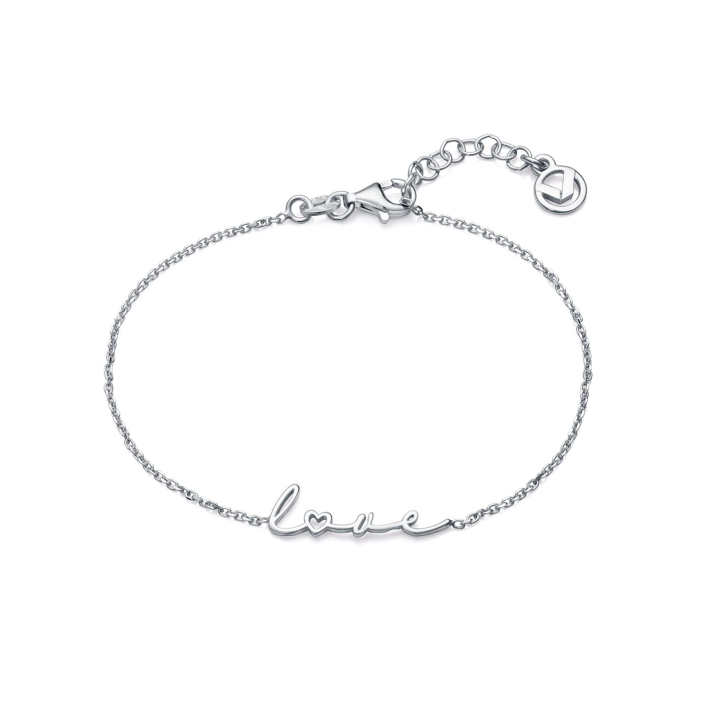 VICEROY JEWELS Mod. 1336P000-00 silver ladies bracelet with 'love' script charm, quartz analog, packaged in official box.