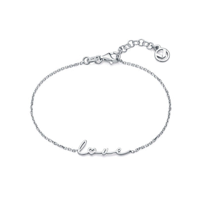VICEROY JEWELS Mod. 1336P000-00 silver ladies bracelet with 'love' script charm, quartz analog, packaged in official box.