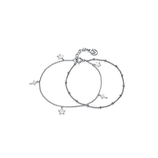 VICEROY JEWELS Mod. 4089P000-00 ladies silver bracelet with quartz movement and chronograph, featuring delicate star and cross charms.