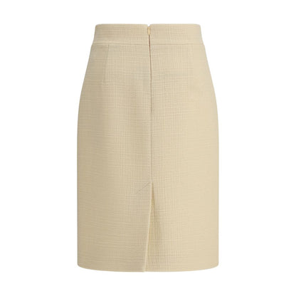 Valentino Cream Fleece Wool Skirt