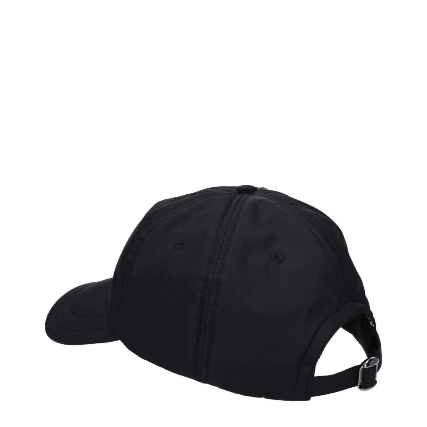 Back view of Valentino Garavani Black Polyamide Cap (Baseball Hat) with buckle closure, 100% polyamide.