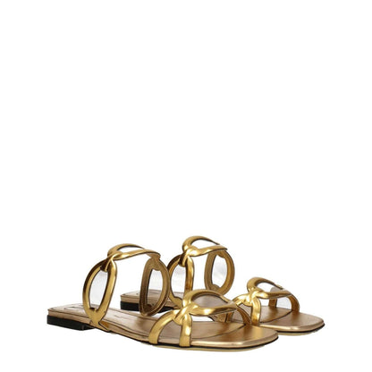 Valentino Garavani Gold Leather Slippers