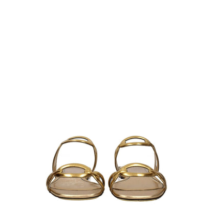Valentino Garavani Gold Leather Slippers