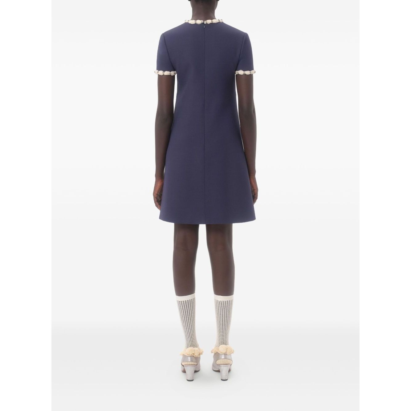 Valentino Short Embroidered Crepe Couture Dress
