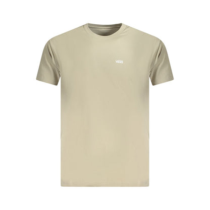 Vans Beige Cotton Men T-Shirt with crew neck and short sleeves, showcasing iconic Vans logo on soft cotton fabric.