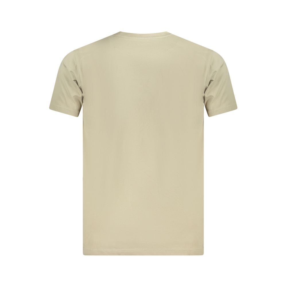 Back view of Vans Beige Cotton Men T-Shirt, featuring a classic crew neck and soft cotton fabric for everyday style.