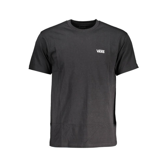 Vans Black Cotton Men T-Shirt with bold logo print, short sleeves, pure cotton for comfort and style, perfect casual wear for all seasons.