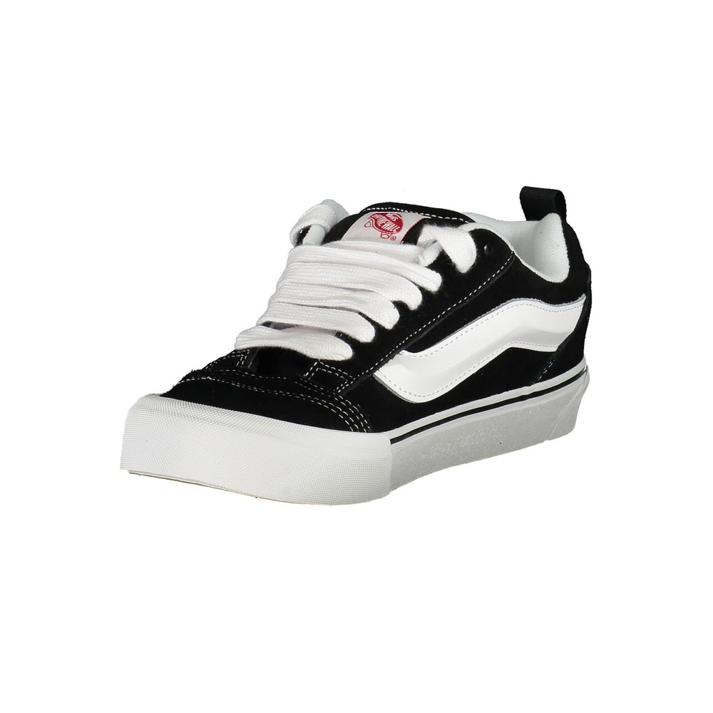 Vans Black Polyester Men Sneaker showcasing its iconic Old Skool design with white contrasting details and signature logo for urban style.