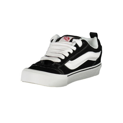 Vans Black Polyester Men Sneaker showcasing its iconic Old Skool design with white contrasting details and signature logo for urban style.