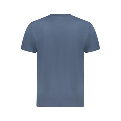 Back view of Vans Blue Cotton Men T-Shirt, showcasing comfortable fit and pure cotton material for casual wear.