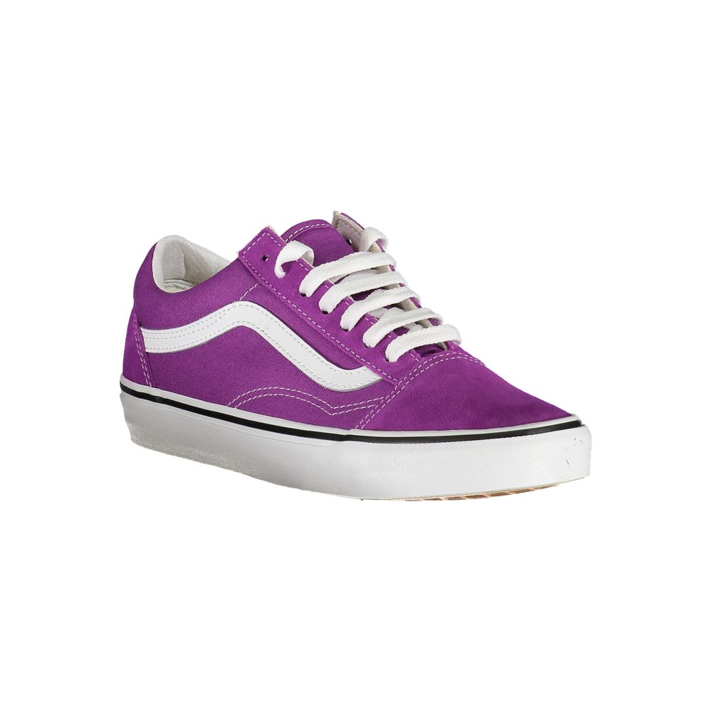 Vans Purple Polyester Sneaker with laces, Old Skool design, contrasting details, and logo for sports.