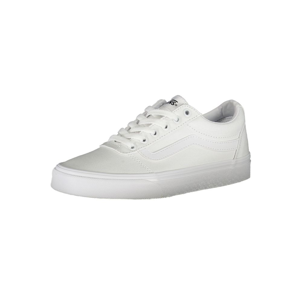 Vans White Polyester Sneaker with laces, contrast details, and logo. Ideal for sports footwear enthusiasts.