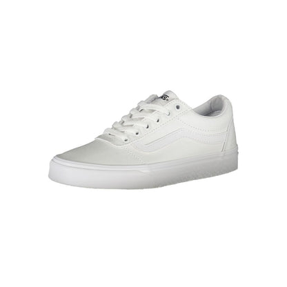 Vans White Polyester Sneaker with laces, contrast details, and logo. Ideal for sports footwear enthusiasts.
