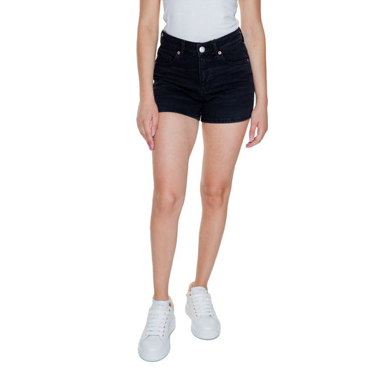 Vero Moda Black Cotton Short for Women, Spring/Summer Collection, 99% Cotton, 1% Elastene, Stylish and Comfortable Design