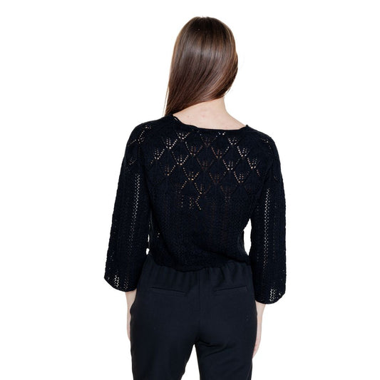 Back view of Vero Moda Black Cotton Sportswear jersey for women, Spring/Summer collection, 60% cotton and 40% acrylic.