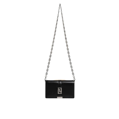 Versace Black Calfskin Leather Chain Strap Shoulder Crossbody Bag