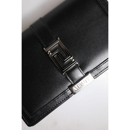 Versace Black Calfskin Leather Chain Strap Shoulder Crossbody Bag