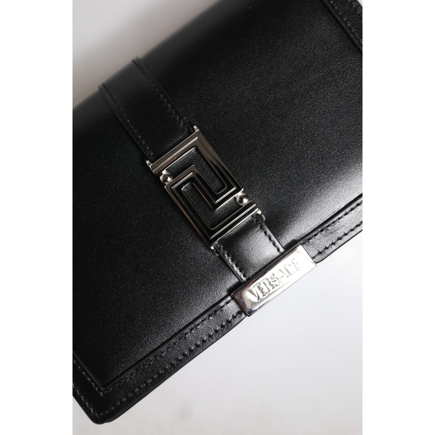 Versace Black Calfskin Leather Chain Strap Shoulder Crossbody Bag