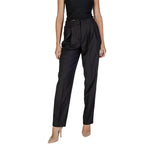 Vila Clothes Black Polyester Pant featuring a high waist, front pleats, and regular fit, crafted for style and comfort.