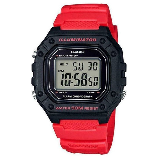 ?CASIO TIMELESS COLLECTION Mod. SPORT ILLUMINATOR WR 50M. ALARM. CHRONOGRAPH - BLACK - VIVID (Brilliant color) W-218H-4BVDF