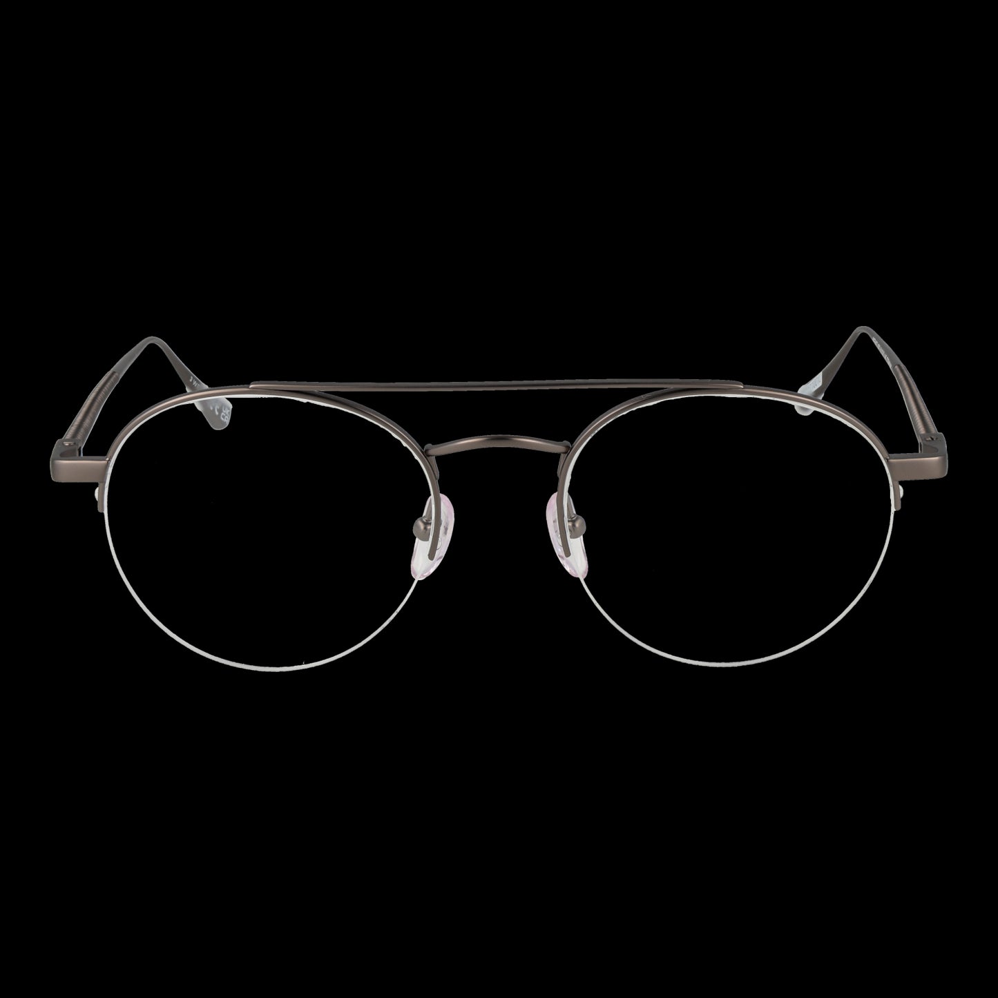 Gent's eyeglasses front view of WEB MOD. WE5403 51009 with sleek metal frame in black background.