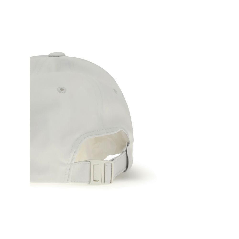 Back view of Y-3 White Recycled Polyester Cap (Baseball Hat) showcasing adjustable strap and breathable twill fabric for comfort.