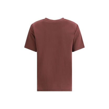 Zadig & Voltaire Bordeaux Cotton T-Shirt back view showcasing the ribbed crew neck, ideal for rock-chic style with rhinestone accents.