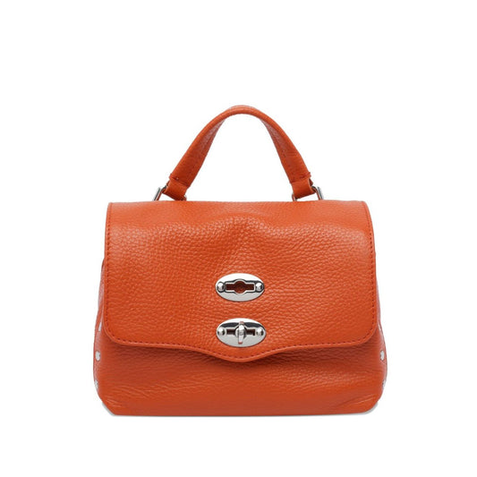 Orange Zanellato Postina Daily Baby leather handbag with turn-lock closure and top handle.