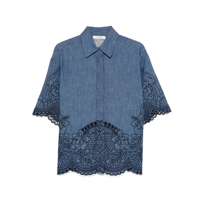 Zimmermann Coco Embroidered Denim Shirt Shirts