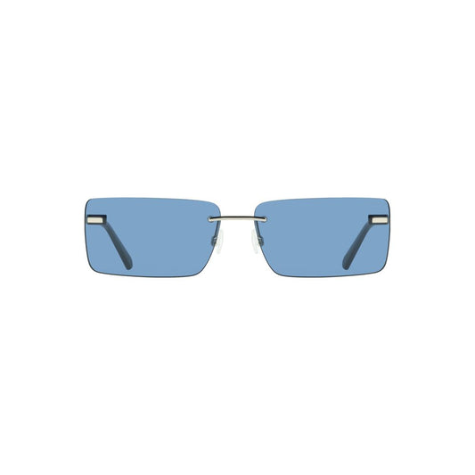 Calvin Klein blue metal women's sunglasses with sleek rectangular frame and stylish blue lenses for a bold, contemporary look.