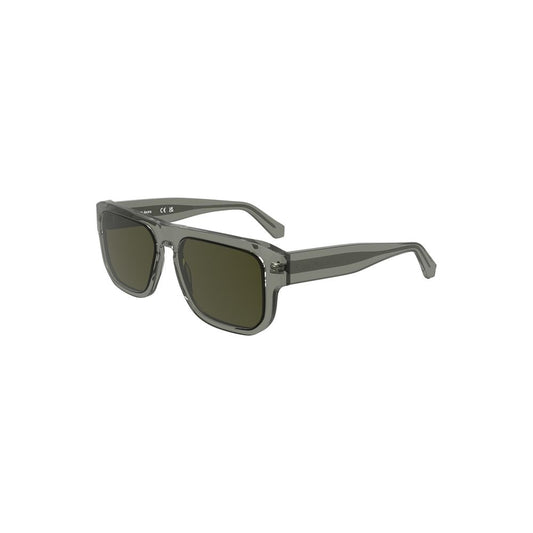 Calvin Klein brown acetate men's sunglasses with smoke-tinted square lenses, combining classic style with contemporary sophistication.