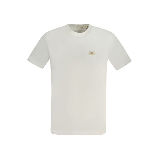 Calvin Klein white cotton crew-neck men's T-shirt with logo, sustainable fashion piece, comfortable and stylish