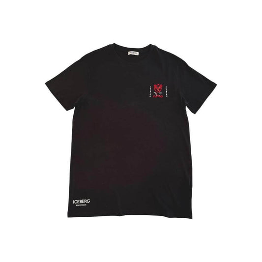 Iceberg Black Cotton Men's T-Shirt with Logo, Short Sleeves, Crew Neck - Trendy Designer Apparel