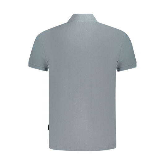 Back view of Napapijri gray cotton men polo shirt with short sleeves