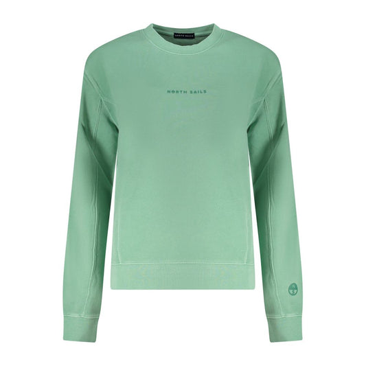 North Sails green cotton women's sweater with embossed logo, crew neck, and long sleeves, showcasing effortless style and comfort.