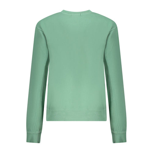 North Sails green cotton women’s sweater, back view, casual crew neck, long sleeves, embossed logo, stylish and comfortable design